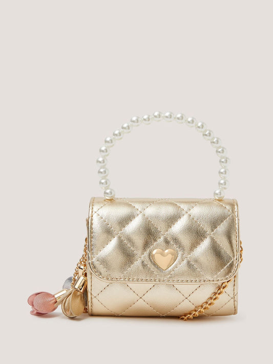 Monsoon Gold Mini Pearl Quilted Charm Bag image 1