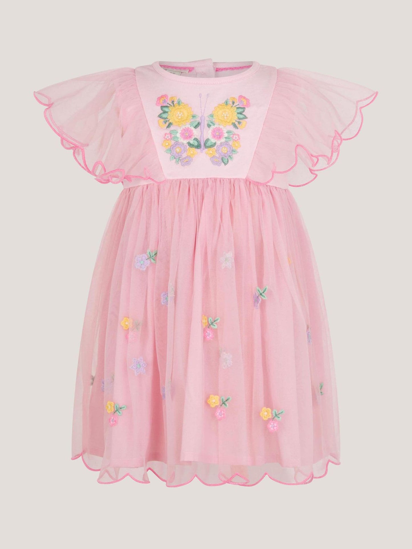 Monsoon Pink Baby Butterfly Tulle Jersey Dress image 1