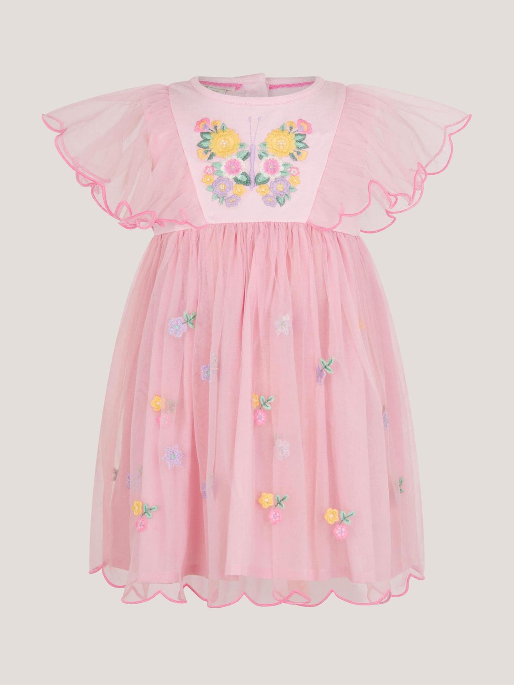 Monsoon Pink Baby Butterfly Tulle Jersey Dress image 1