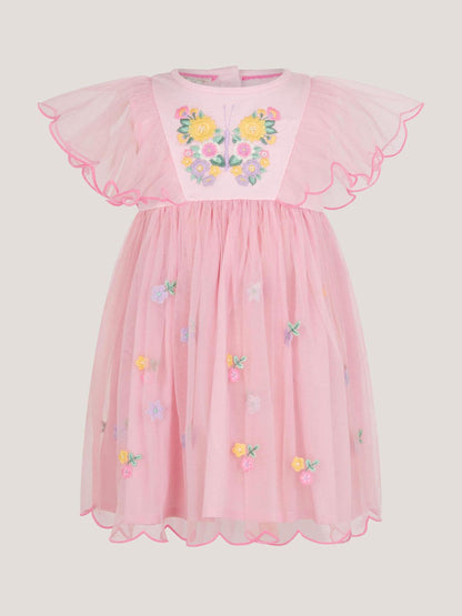 Monsoon Pink Baby Butterfly Tulle Jersey Dress image 1