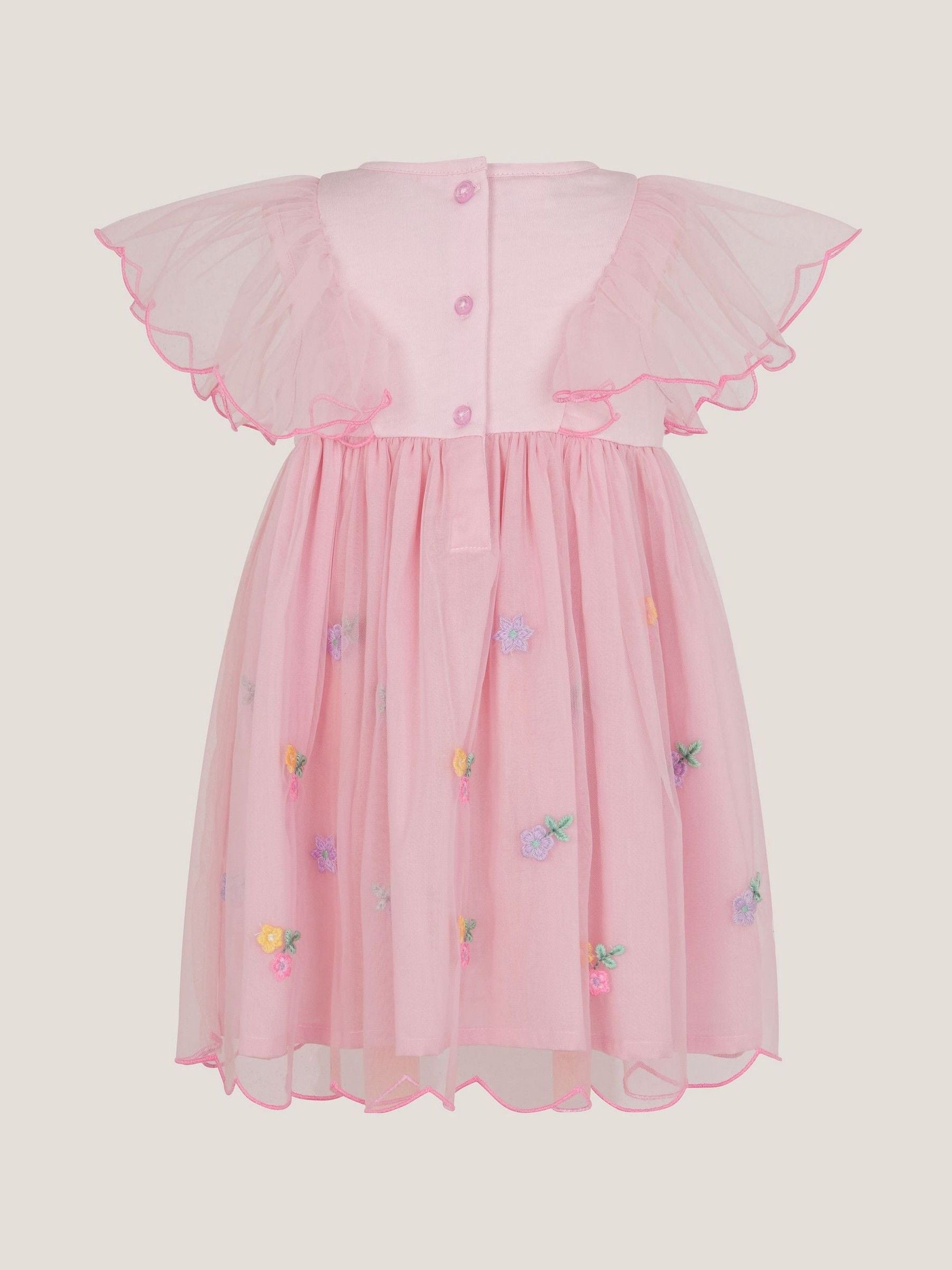 Monsoon Pink Baby Butterfly Tulle Jersey Dress image 2