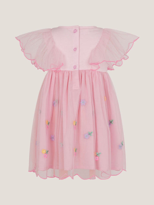 Monsoon Pink Baby Butterfly Tulle Jersey Dress image 2