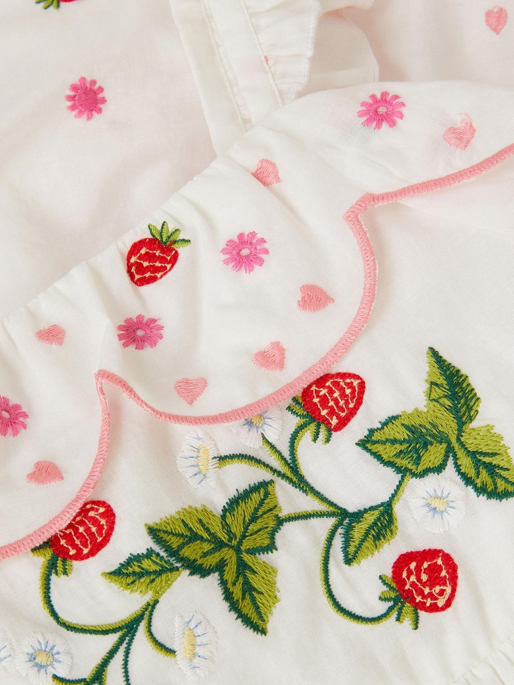 Monsoon Cream Strawberry Embroidered Tiered Dress image 4
