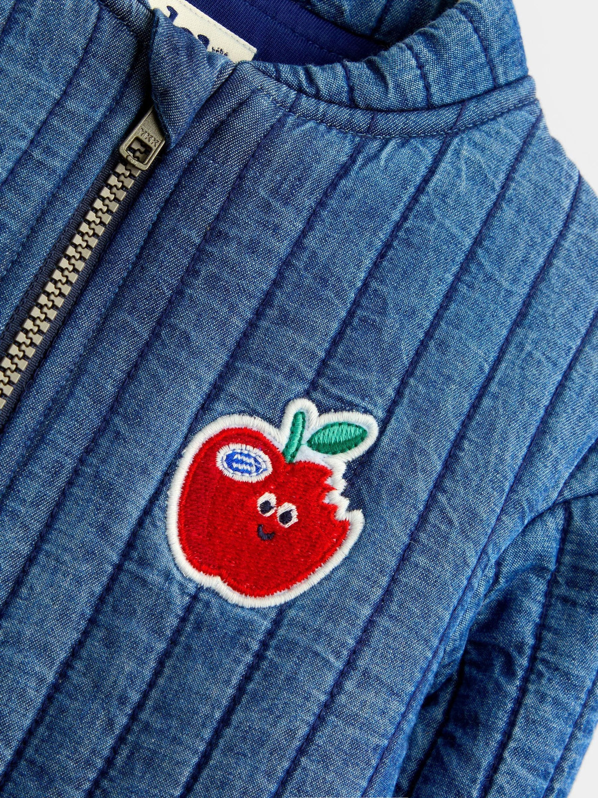 JoJo Maman Bébé Denim Blue Apple Appliqué Bomber Jacket - image 3