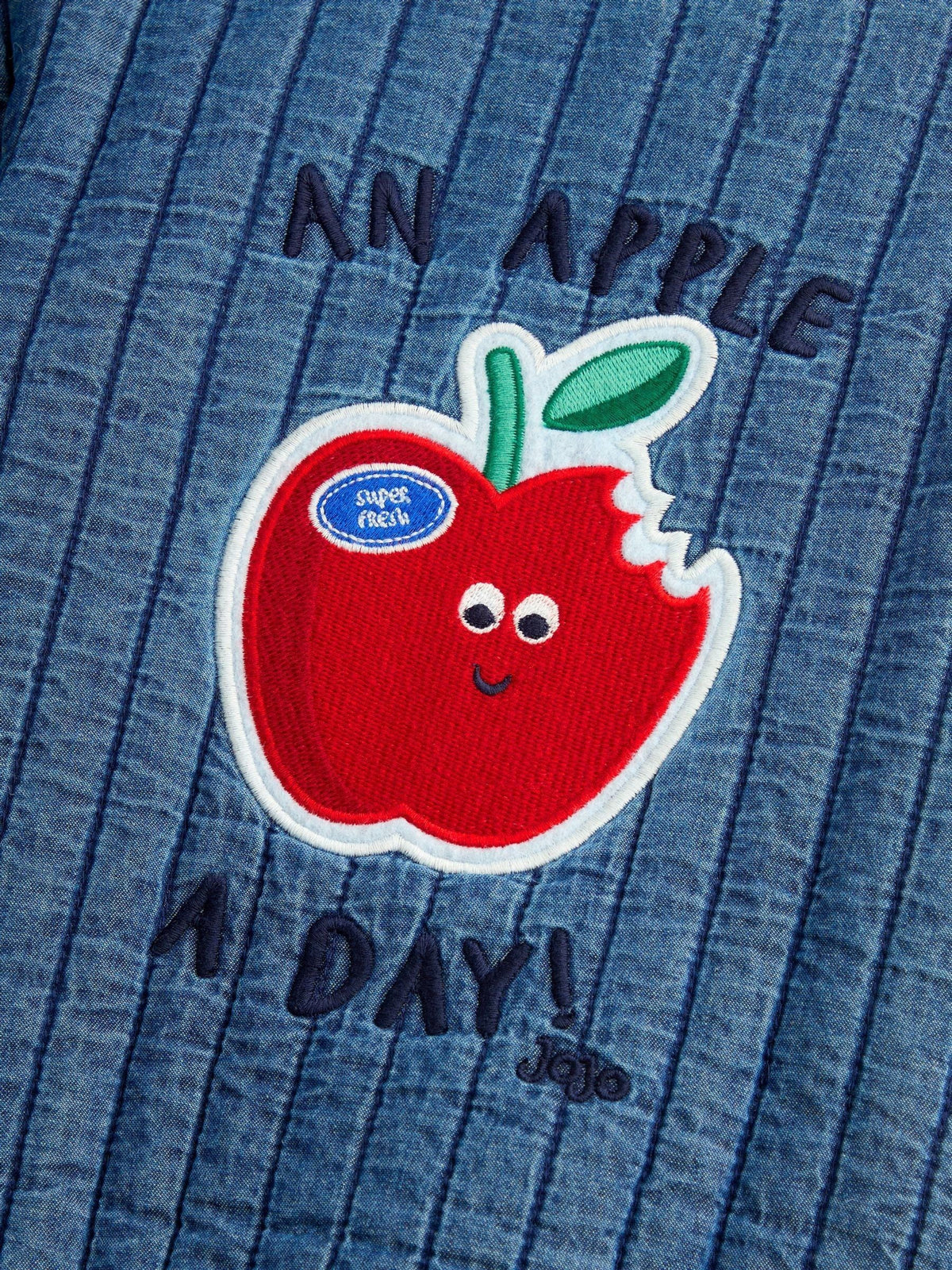 JoJo Maman Bébé Denim Blue Apple Appliqué Bomber Jacket - image 4