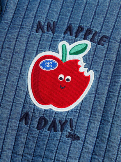 JoJo Maman Bébé Denim Blue Apple Appliqué Bomber Jacket - image 4