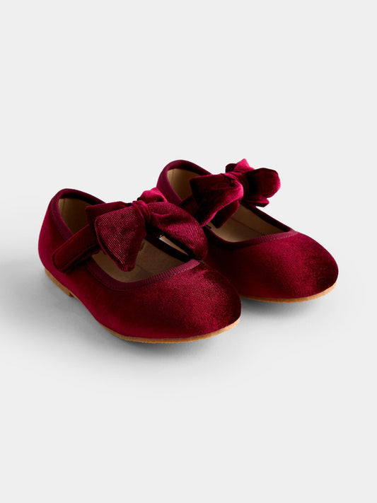 JoJo Maman Bébé Burgundy Velvet Ballet Shoes - image 1