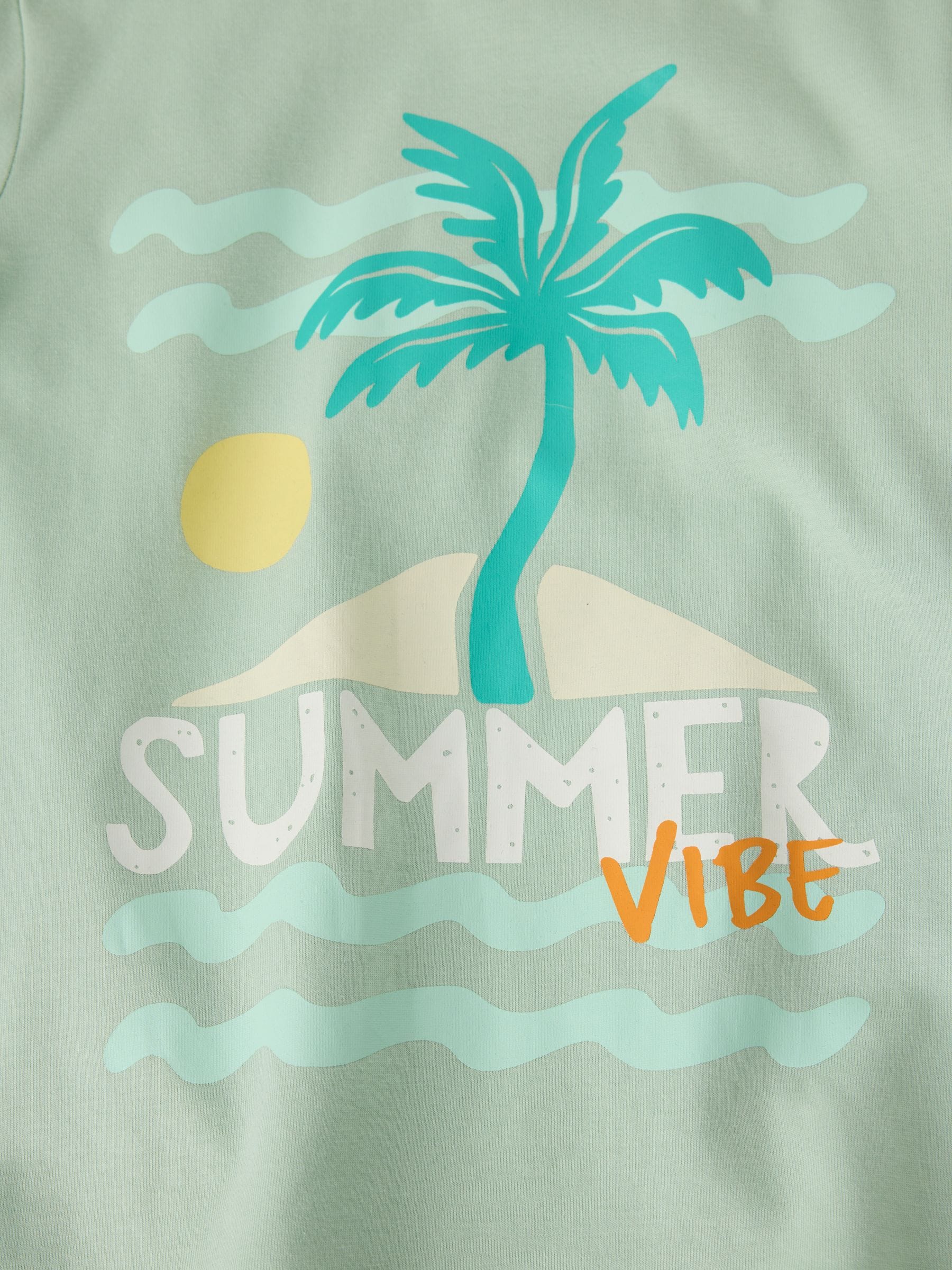 Polarn O. Pyret Green Cotton Printed T-Shirt image 2