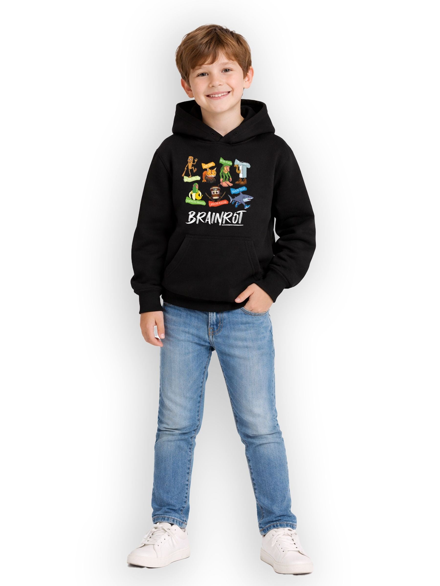 Dsiney Kidz - Brand Threads Black Kids Brainrot Character Hoodie image 1