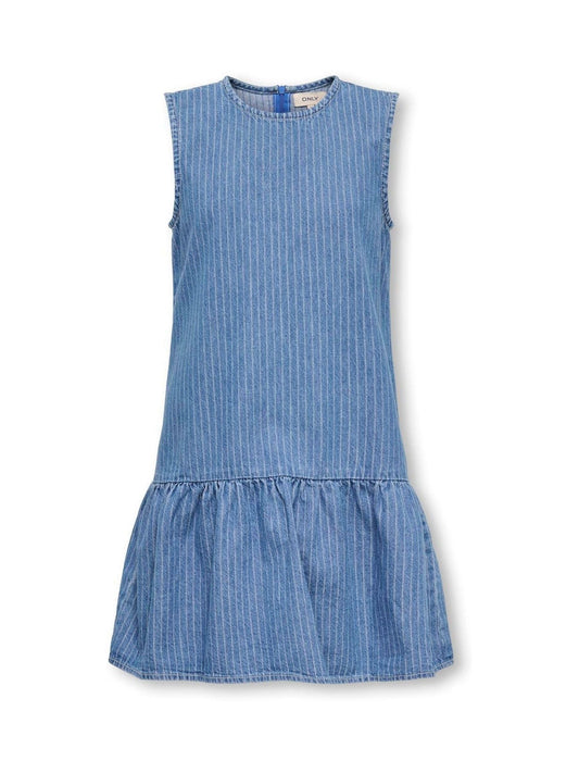 ONLY KIDS Blue Striped Denim Frill Dress image 1