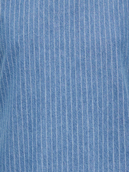 ONLY KIDS Blue Striped Denim Frill Dress image 3