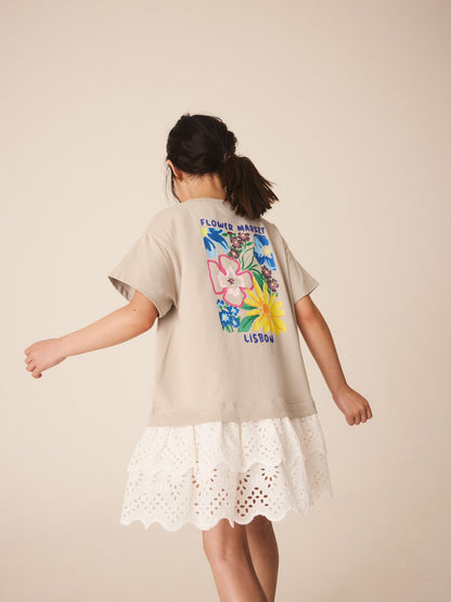 Dsiney Kidz - Neutral Brown Broderie Hem T-Shirt Dress (3-16yrs) image 3