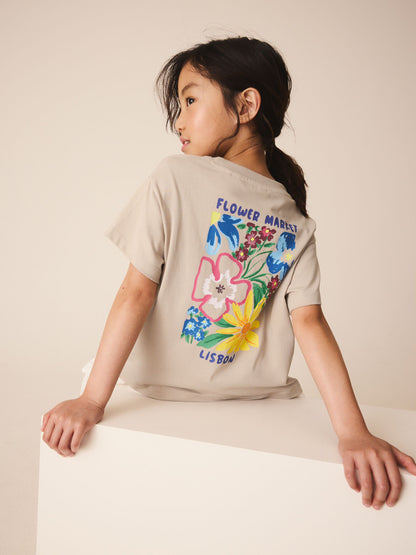 Dsiney Kidz - Neutral Brown Broderie Hem T-Shirt Dress (3-16yrs) image 4