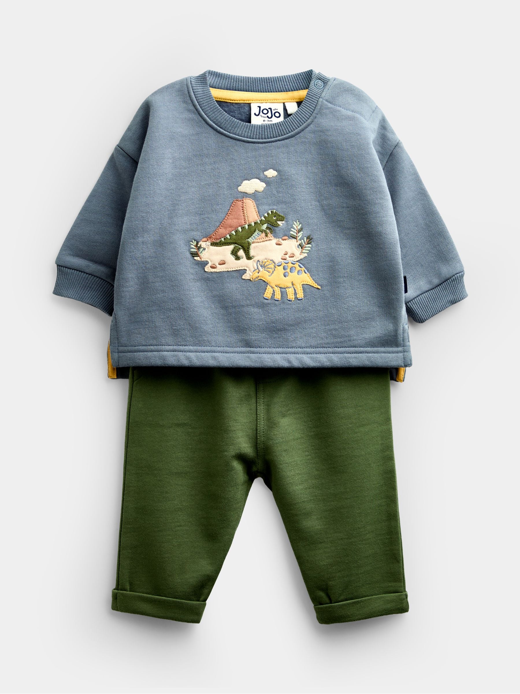 Dsiney Kidz - JoJo Maman Bébé Blue Dino 2-Piece Sweatshirt & Jogger Set image 1