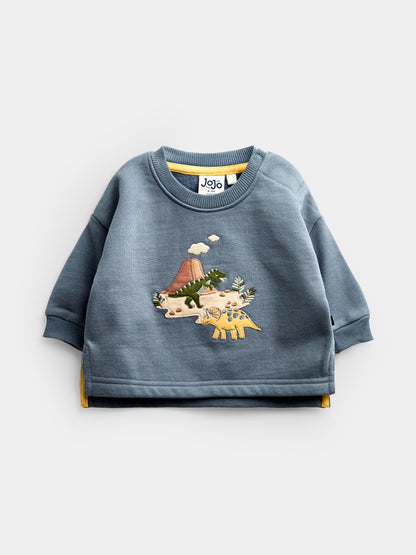 Dsiney Kidz - JoJo Maman Bébé Blue Dino 2-Piece Sweatshirt & Jogger Set image 2