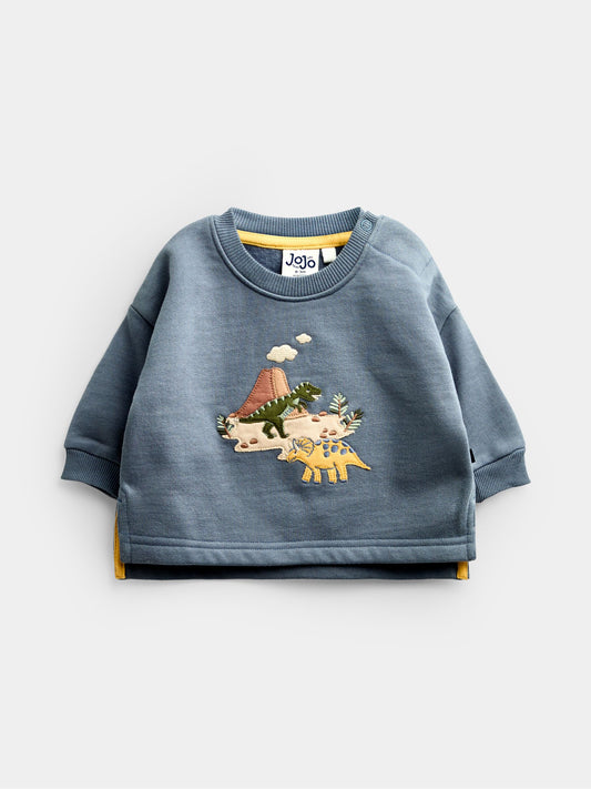 Dsiney Kidz - JoJo Maman Bébé Blue Dino 2-Piece Sweatshirt & Jogger Set image 2