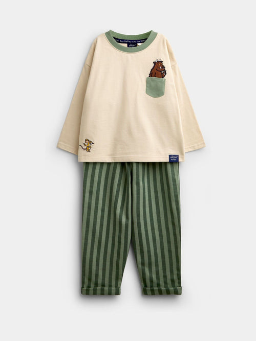 Dsiney Kidz - JoJo Maman Bébé The Gruffalo Khaki Green 2-Piece Top & Stripe Joggers Set image 1