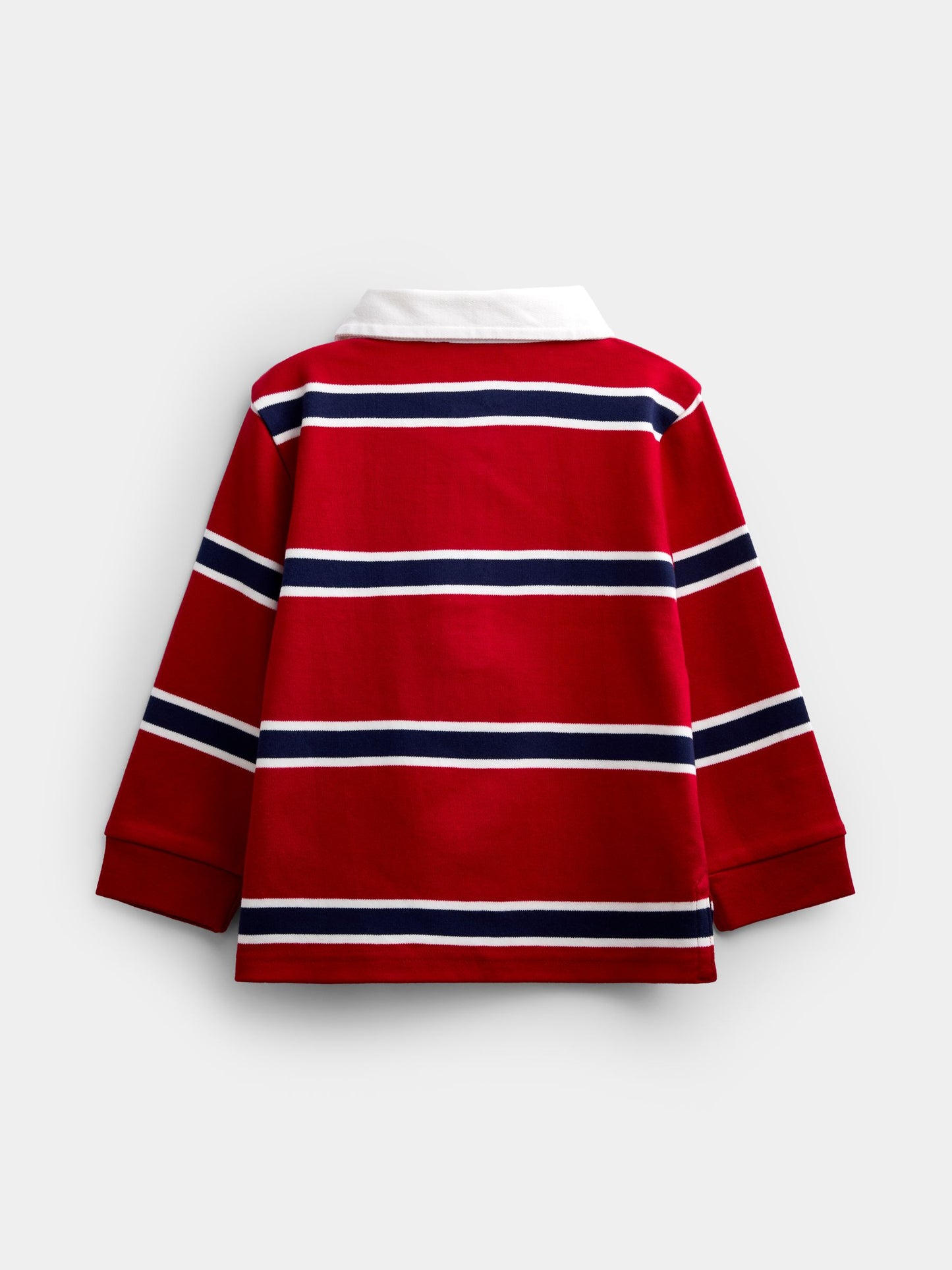 Dsiney Kidz - JoJo Maman Bébé Bright Red Stripe Classic Rugby Top image 2