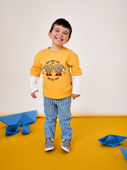 Dsiney Kidz - JoJo Maman Bébé Mustard Yellow Pretzel Long Sleeve Skater Top image 1
