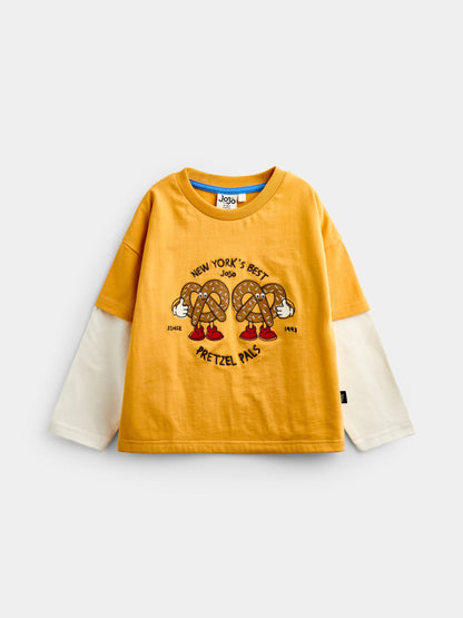 Dsiney Kidz - JoJo Maman Bébé Mustard Yellow Pretzel Long Sleeve Skater Top image 3