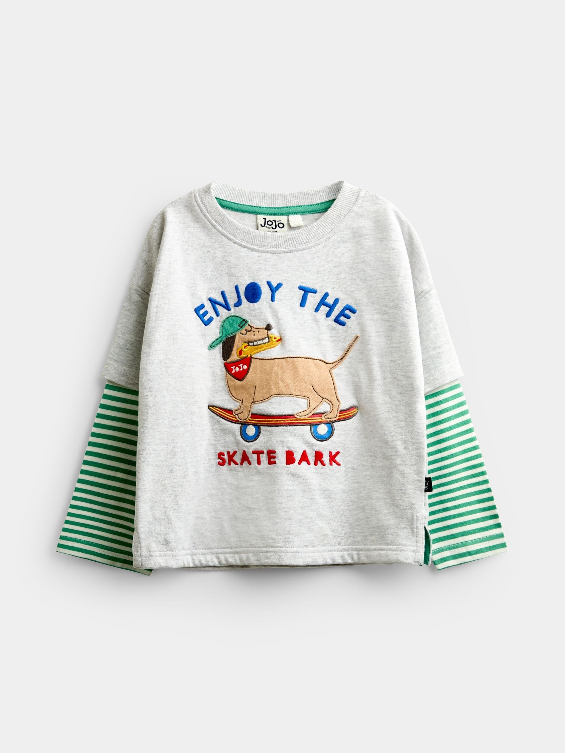 Dsiney Kidz - JoJo Maman Bébé Grey Marl Long Sleeve Skater Top image 1