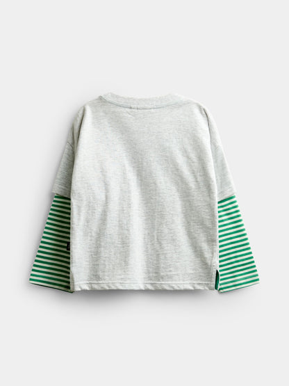 Dsiney Kidz - JoJo Maman Bébé Grey Marl Long Sleeve Skater Top image 2
