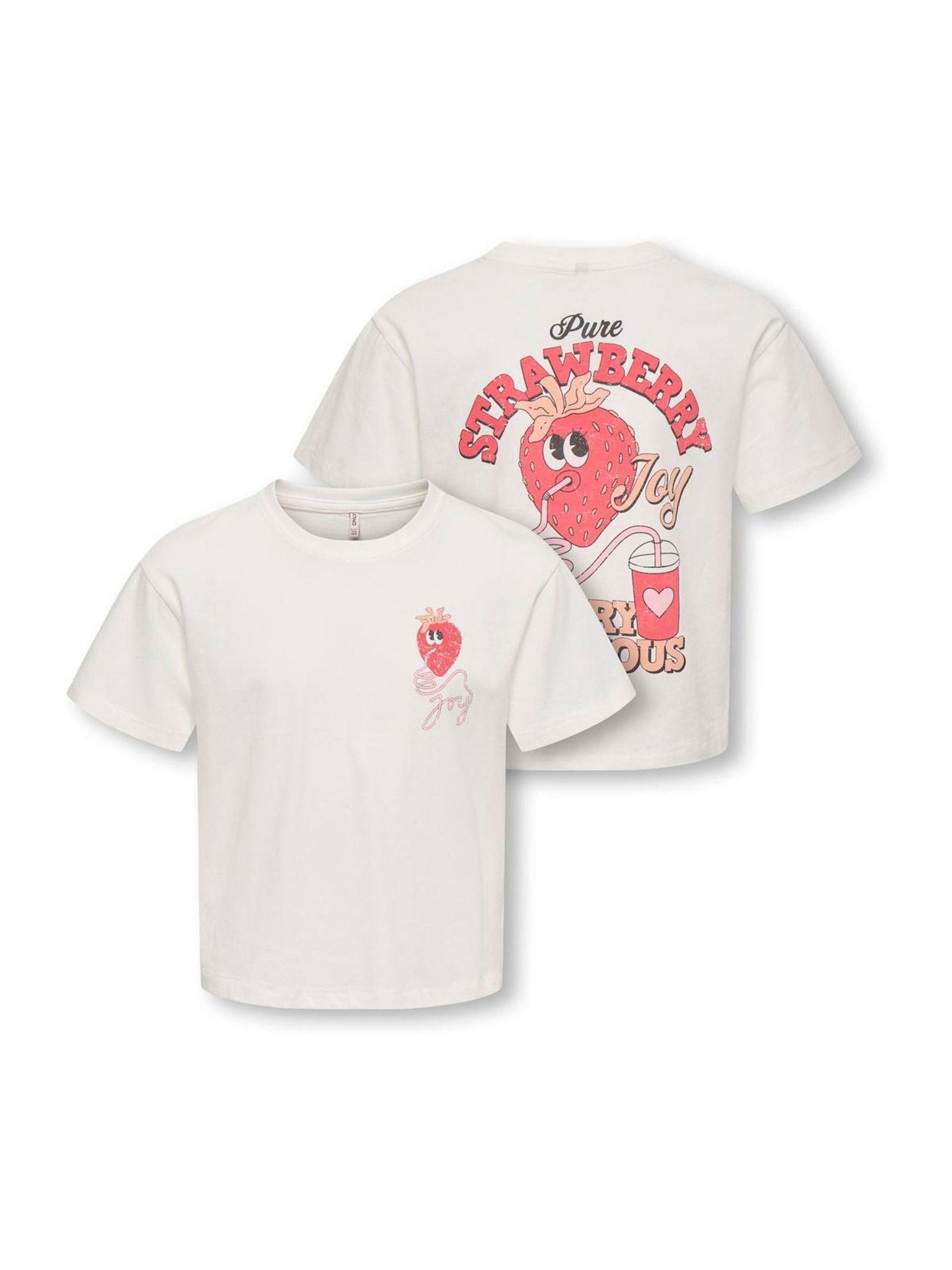 Dsiney Kidz - ONLY KIDS White Strawberry Back Print T-Shirt image 1