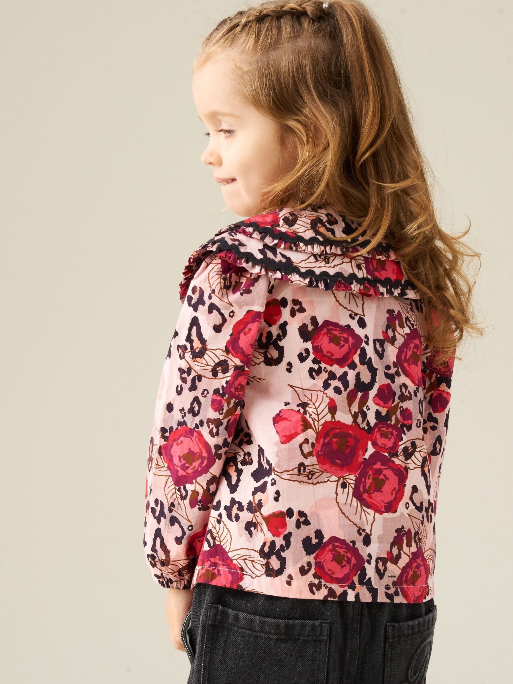 Dsiney Kidz - Angel & Rocket Pink Lyra Animal Rose Double Collar Print Blouse image 2