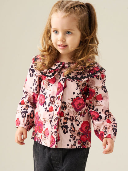 Dsiney Kidz - Angel & Rocket Pink Lyra Animal Rose Double Collar Print Blouse image 4