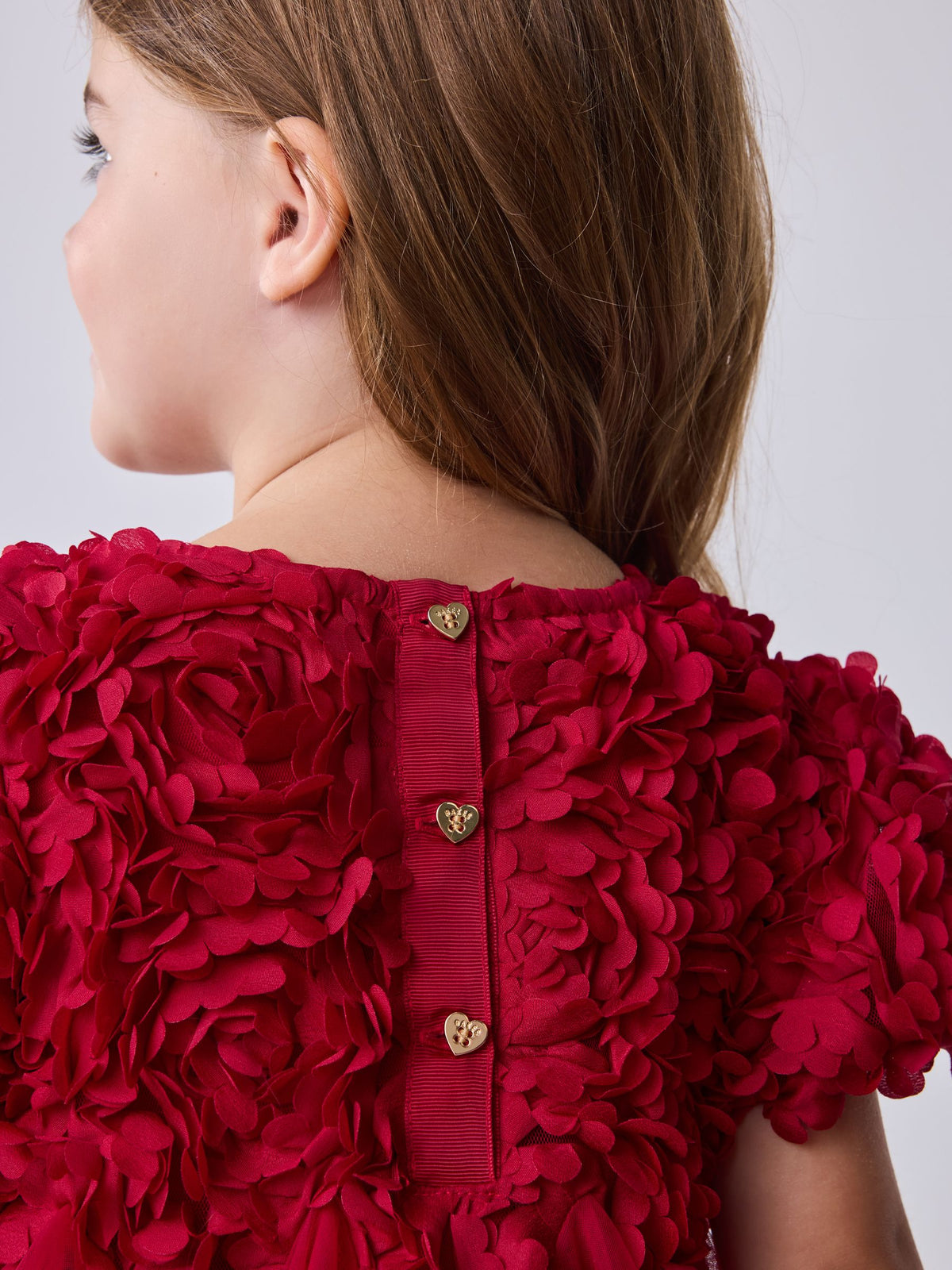 Dsiney Kidz - Baker by Ted Baker Red 3D Textured Floral Mesh Godet Dress image 5