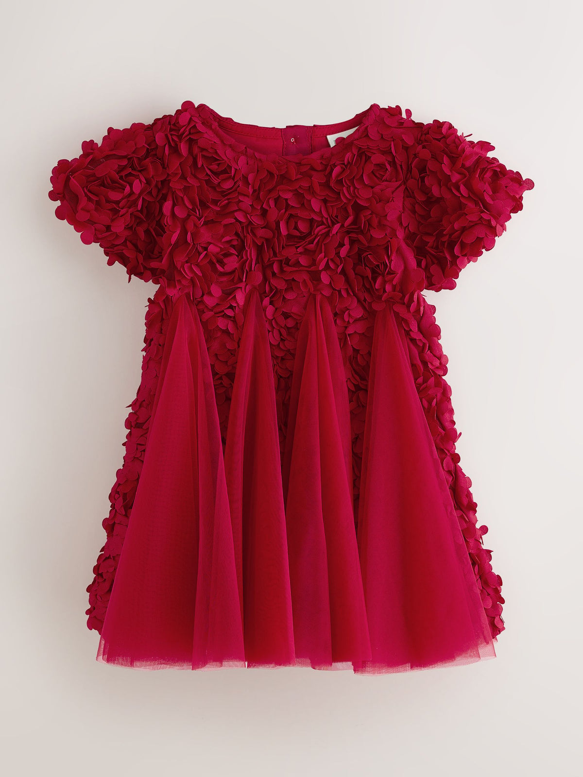 Dsiney Kidz - Baker by Ted Baker Red 3D Textured Floral Mesh Godet Dress image 6