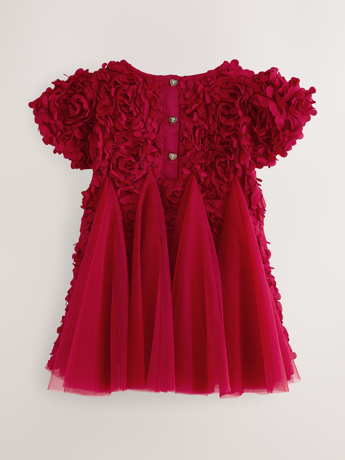 Dsiney Kidz - Baker by Ted Baker Red 3D Textured Floral Mesh Godet Dress image 7