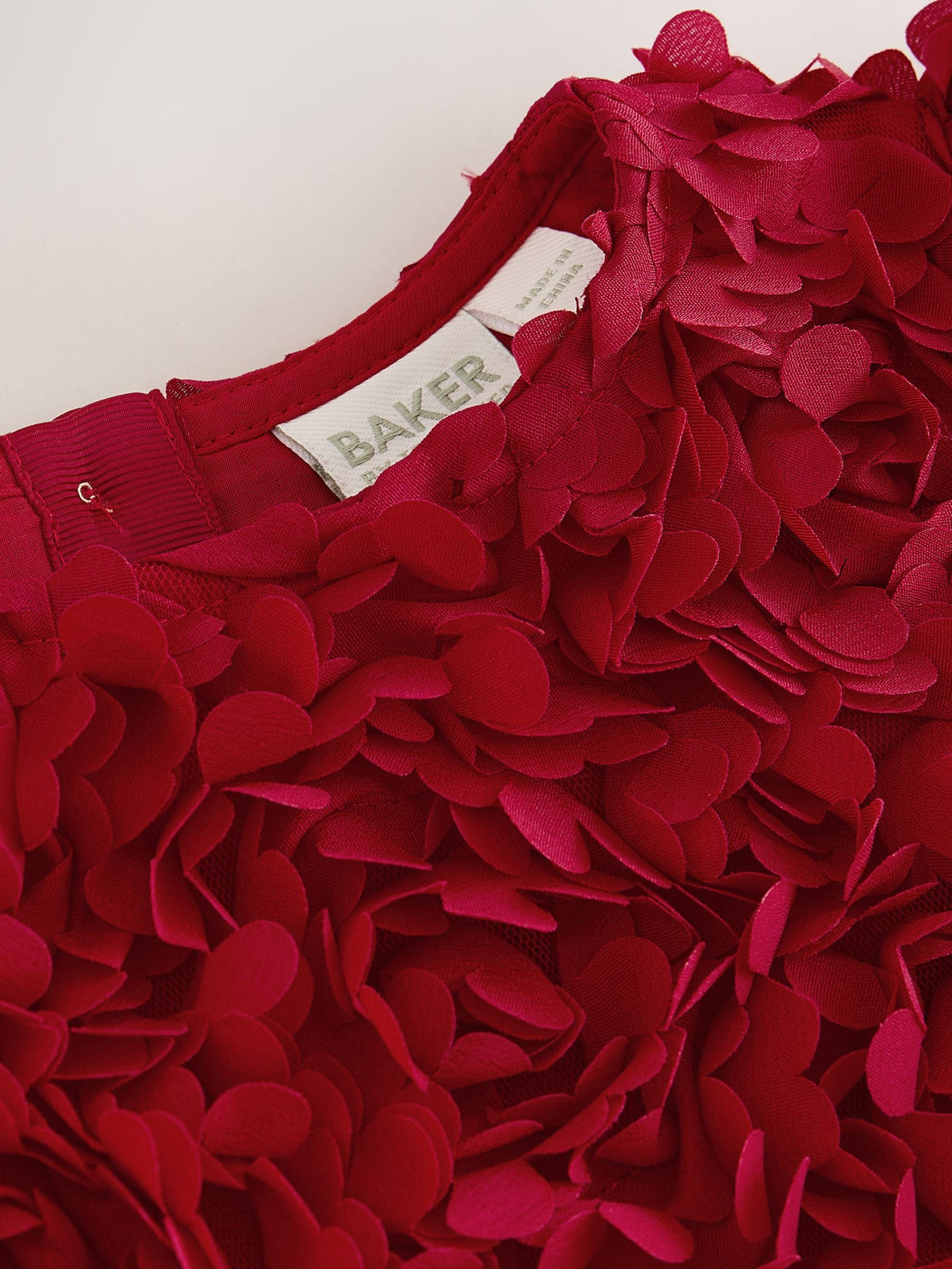 Dsiney Kidz - Baker by Ted Baker Red 3D Textured Floral Mesh Godet Dress image 9