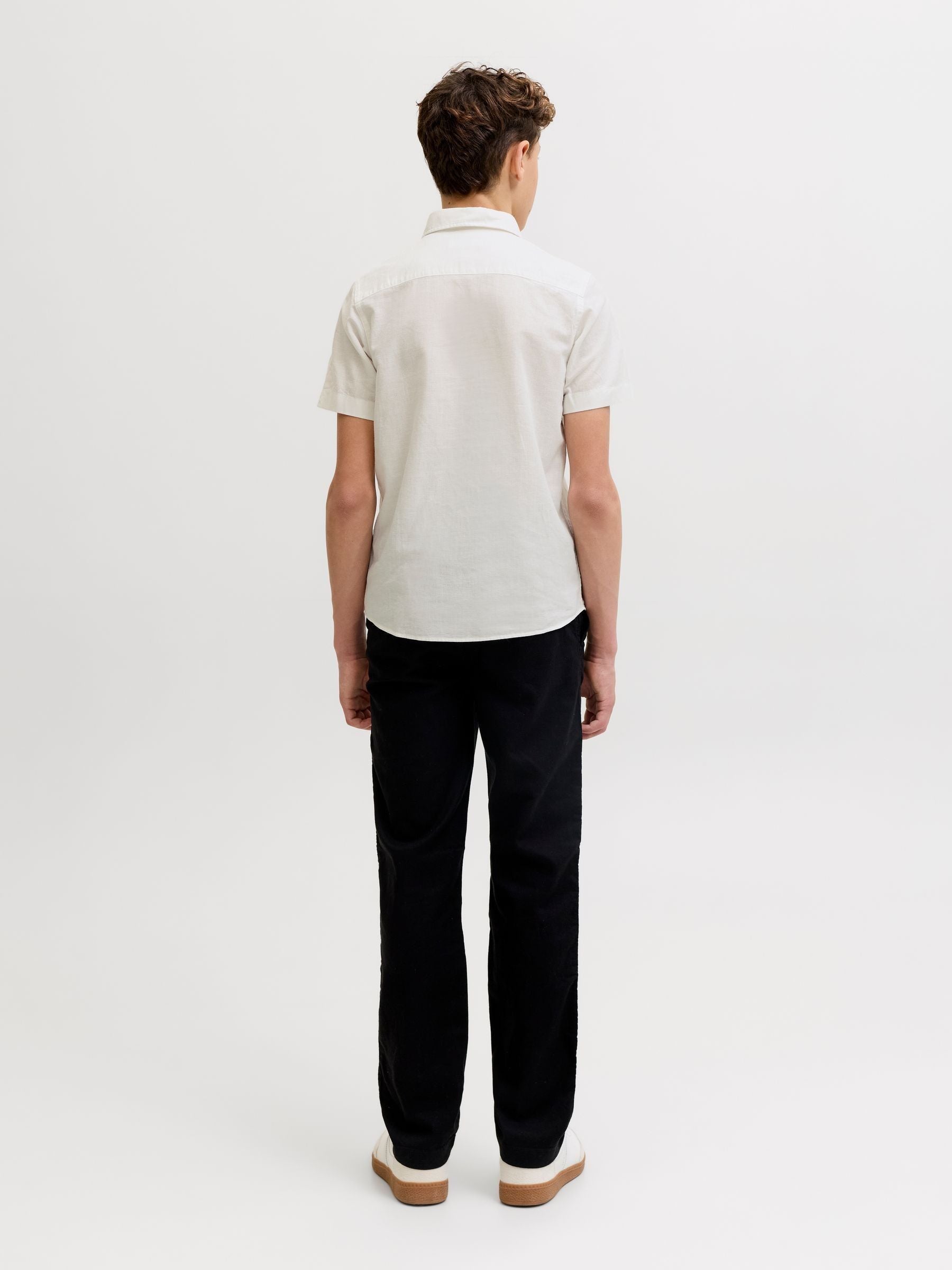 Dsiney Kidz - JACK & JONES Junior White Linen Blend Short Sleeve Shirt image 2