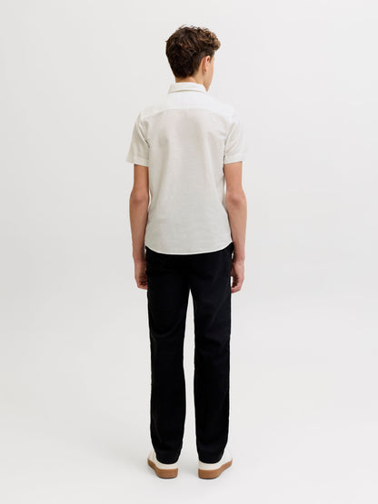 Dsiney Kidz - JACK & JONES Junior White Linen Blend Short Sleeve Shirt image 2