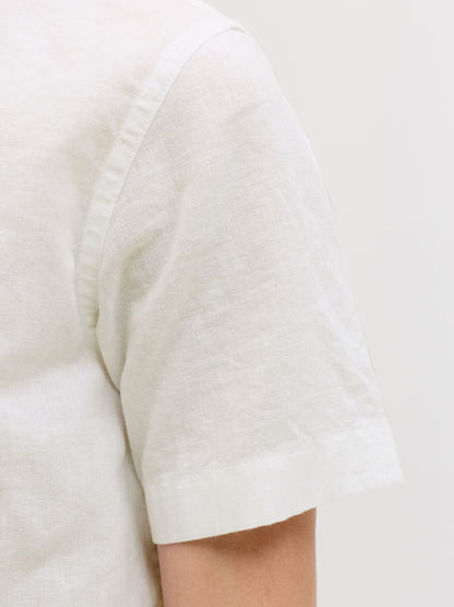 Dsiney Kidz - JACK & JONES Junior White Linen Blend Short Sleeve Shirt image 4