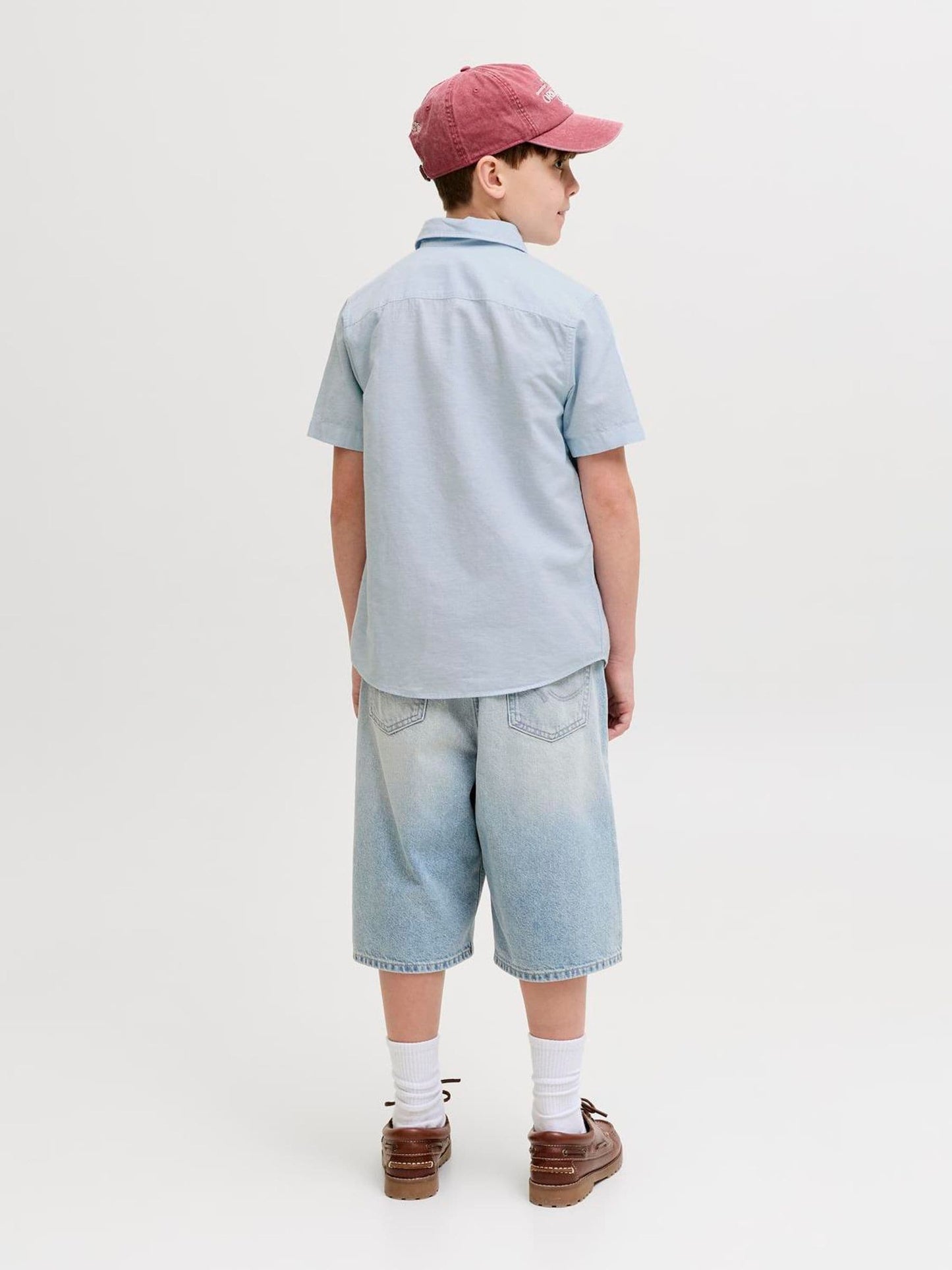 Dsiney Kidz - JACK & JONES Junior Blue Linen Blend Short Sleeve Shirt image 2