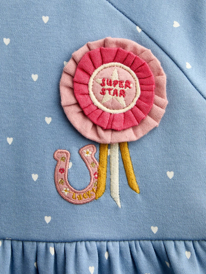 Dsiney Kidz - JoJo Maman Bébé Blue Horse Appliqué Long Sleeve Jersey Dress image 5