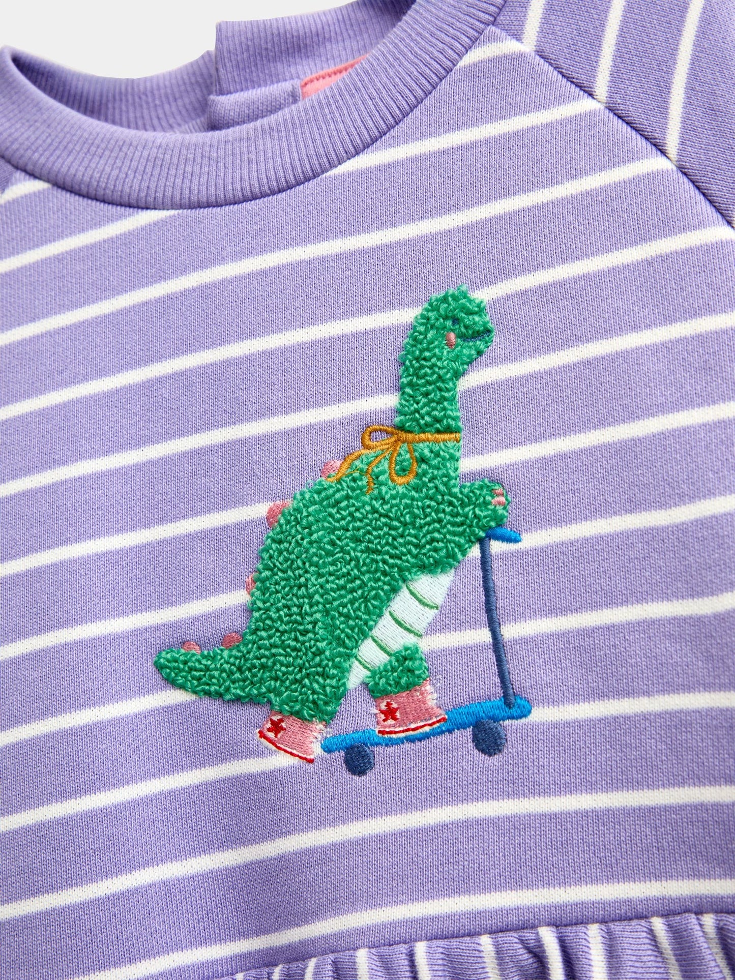 Dsiney Kidz - JoJo Maman Bébé Lilac Stripe Dino Jersey Dress image 3