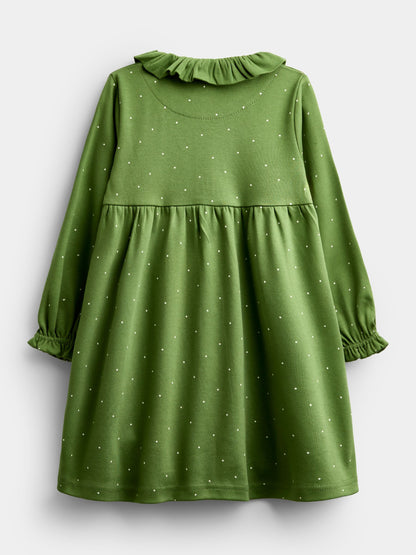 Dsiney Kidz - Jojo Maman Bébé Khaki Green Farm Appliqué Button Front Dress image 2