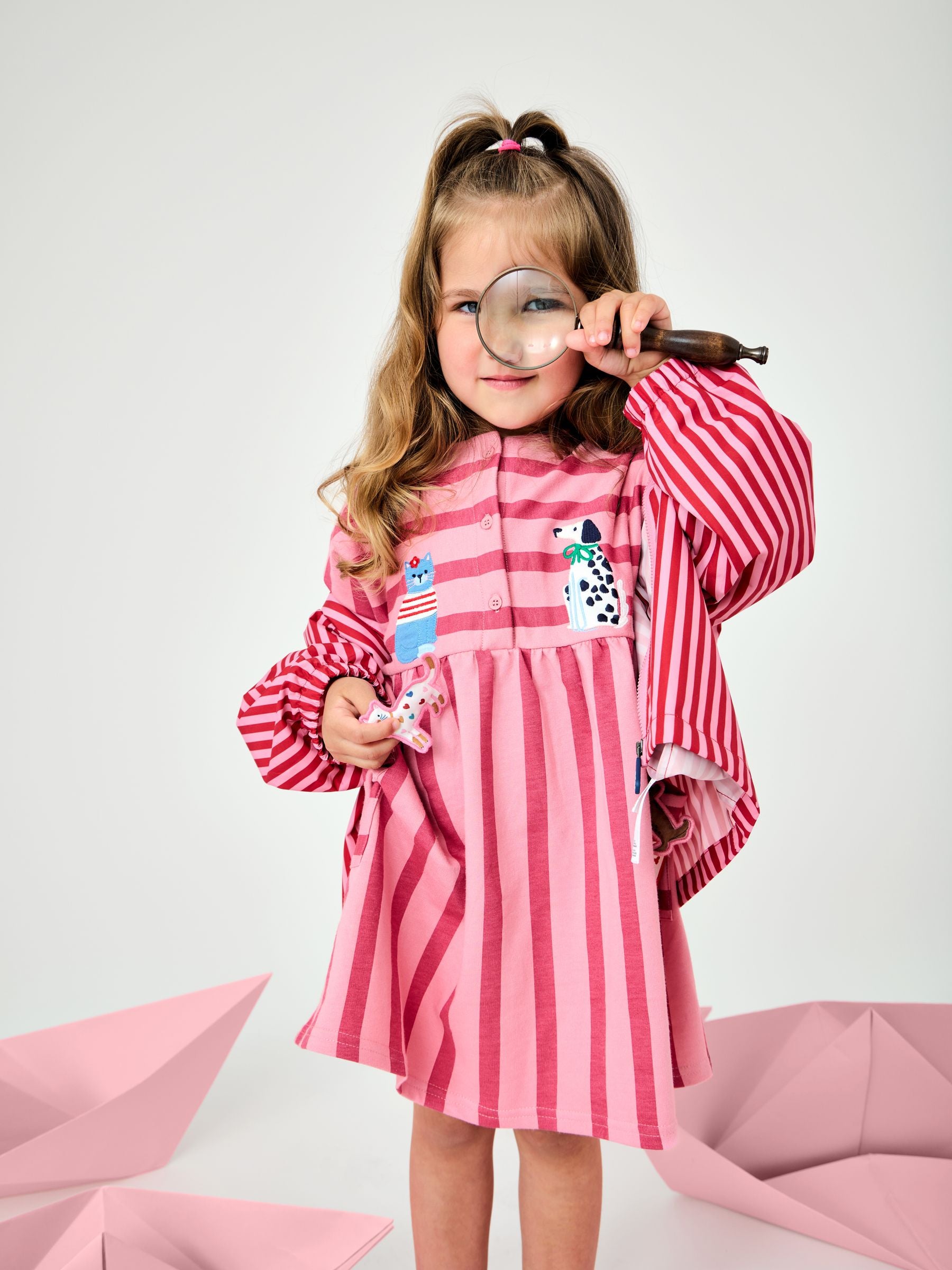 Dsiney Kidz - JoJo Maman Bébé Pink Pets Appliqué Button Front Dress image 1