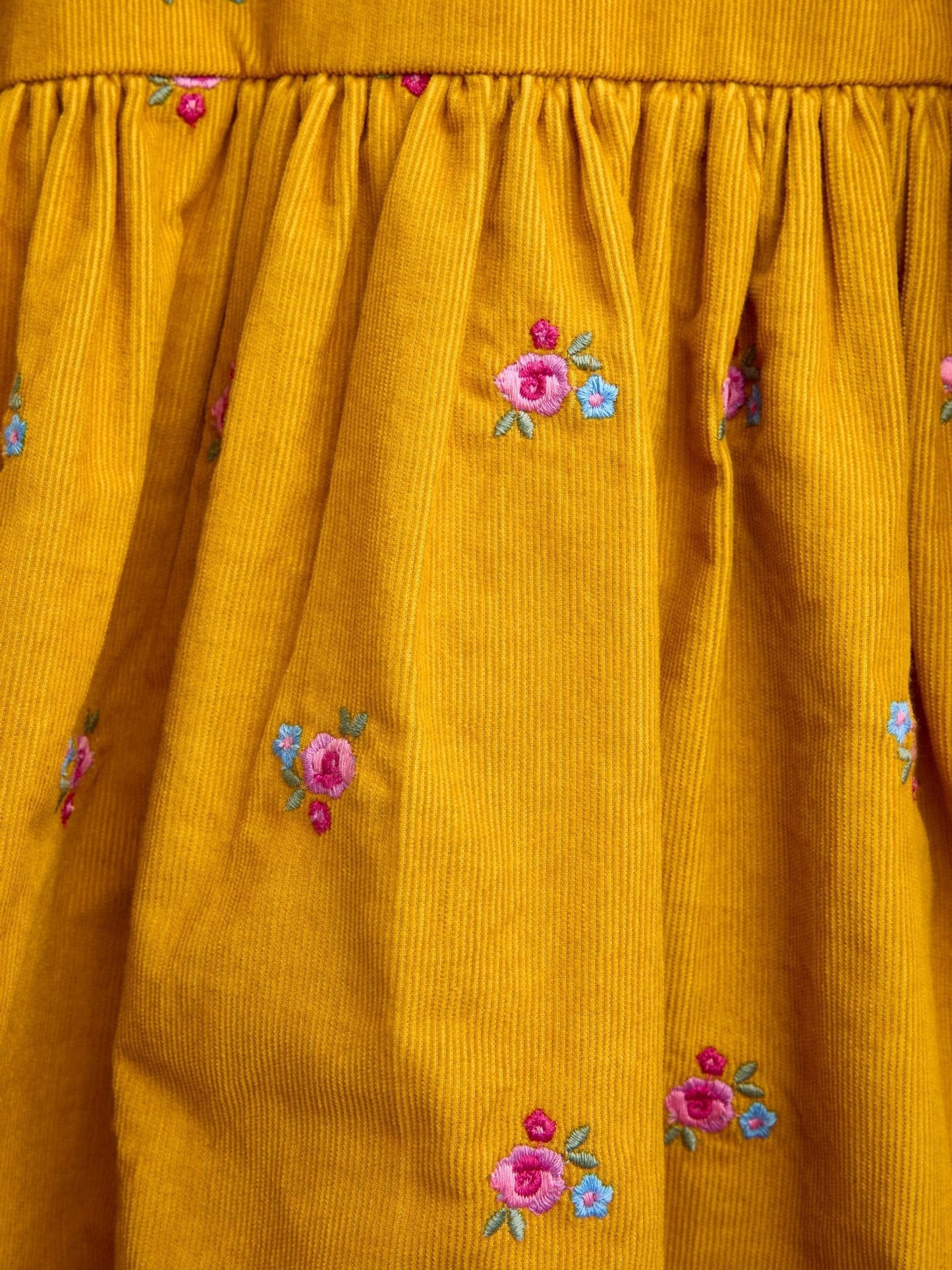 Dsiney Kidz - JoJo Maman Bébé Mustard Yellow Floral Embroidered Cord Dress image 5