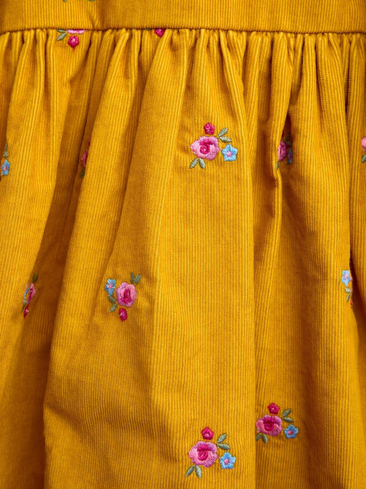 Dsiney Kidz - JoJo Maman Bébé Mustard Yellow Floral Embroidered Cord Dress image 5