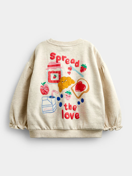 Dsiney Kidz - JoJo Maman Bébé Oat Marl Picnic Slogan Sweatshirt image 1