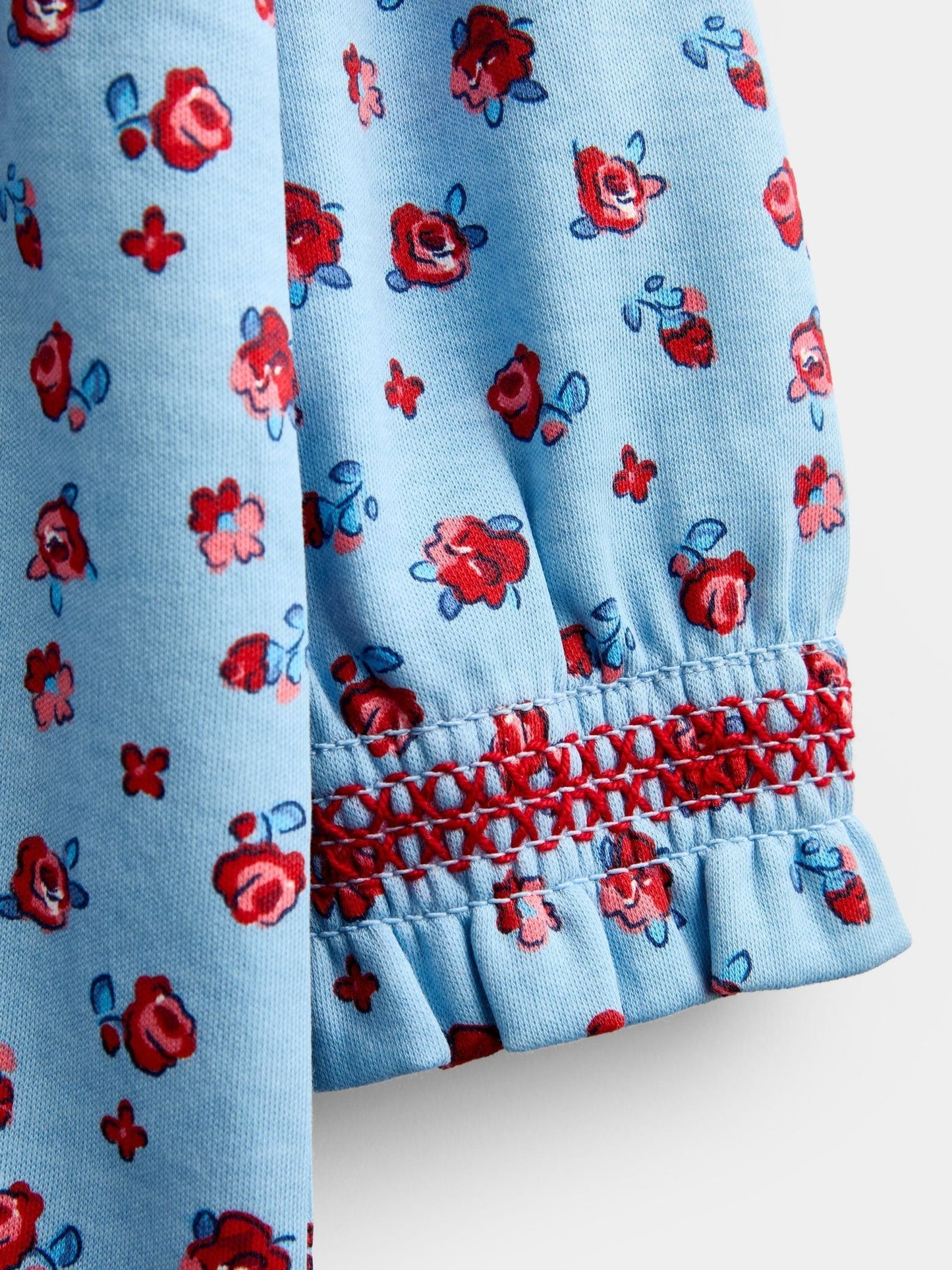 Dsiney Kidz - Jojo Maman Bébé Light Blue Roses Print Smocked Dress image 4