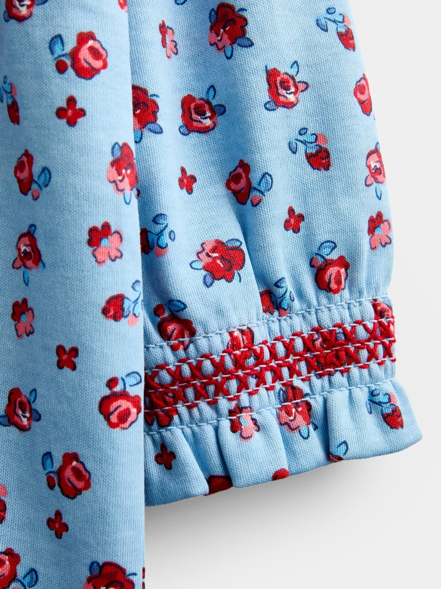 Dsiney Kidz - Jojo Maman Bébé Light Blue Roses Print Smocked Dress image 4