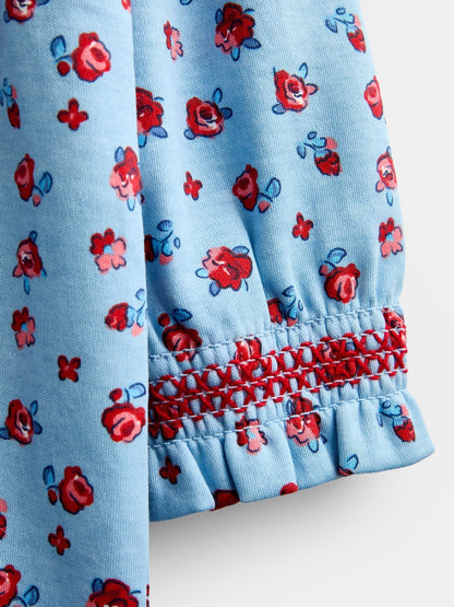 Dsiney Kidz - Jojo Maman Bébé Light Blue Roses Print Smocked Dress image 4