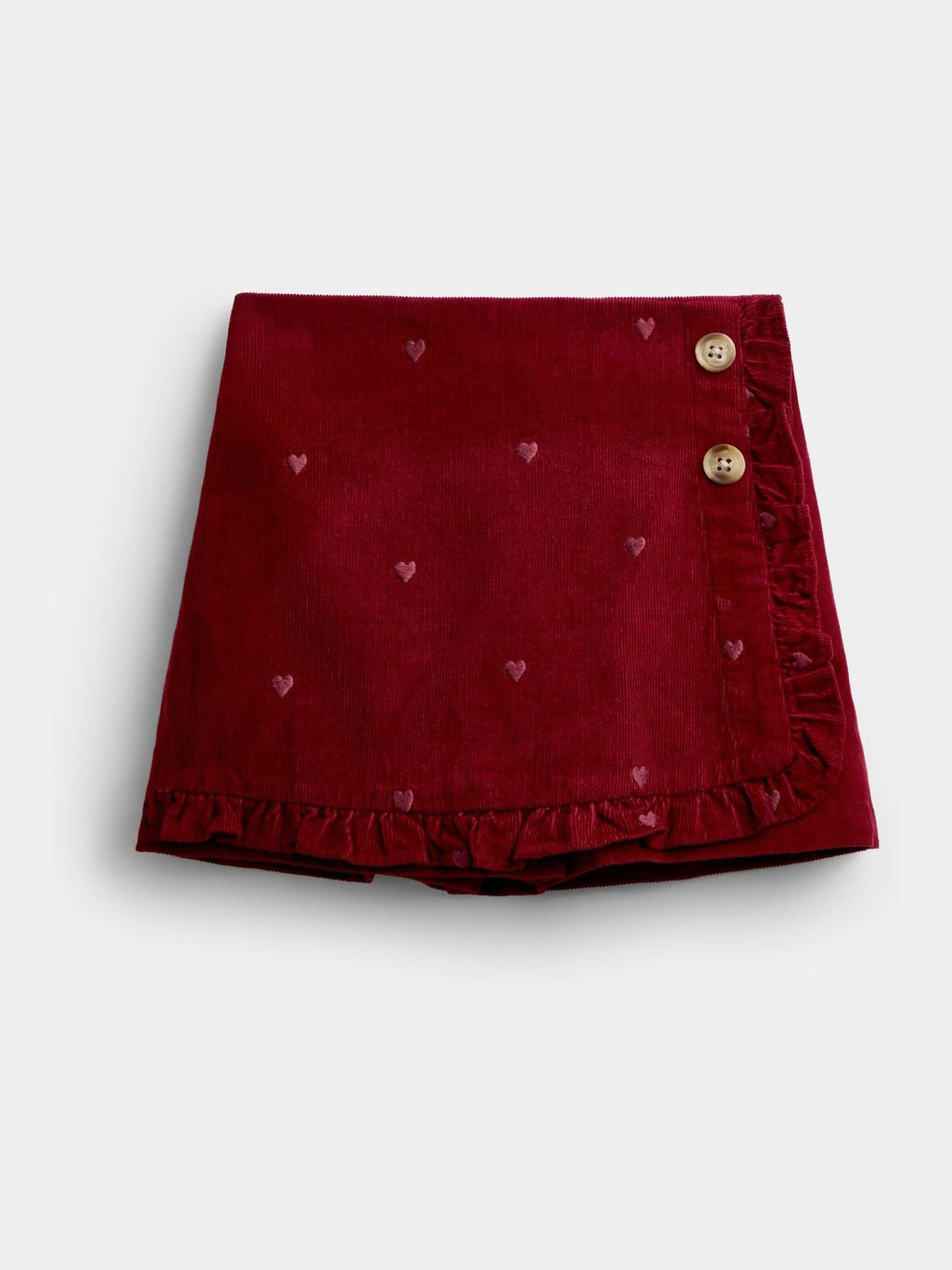 Dsiney Kidz - Jojo Maman Bébé Burgundy Red Heart Embroidered Cord Skort image 1
