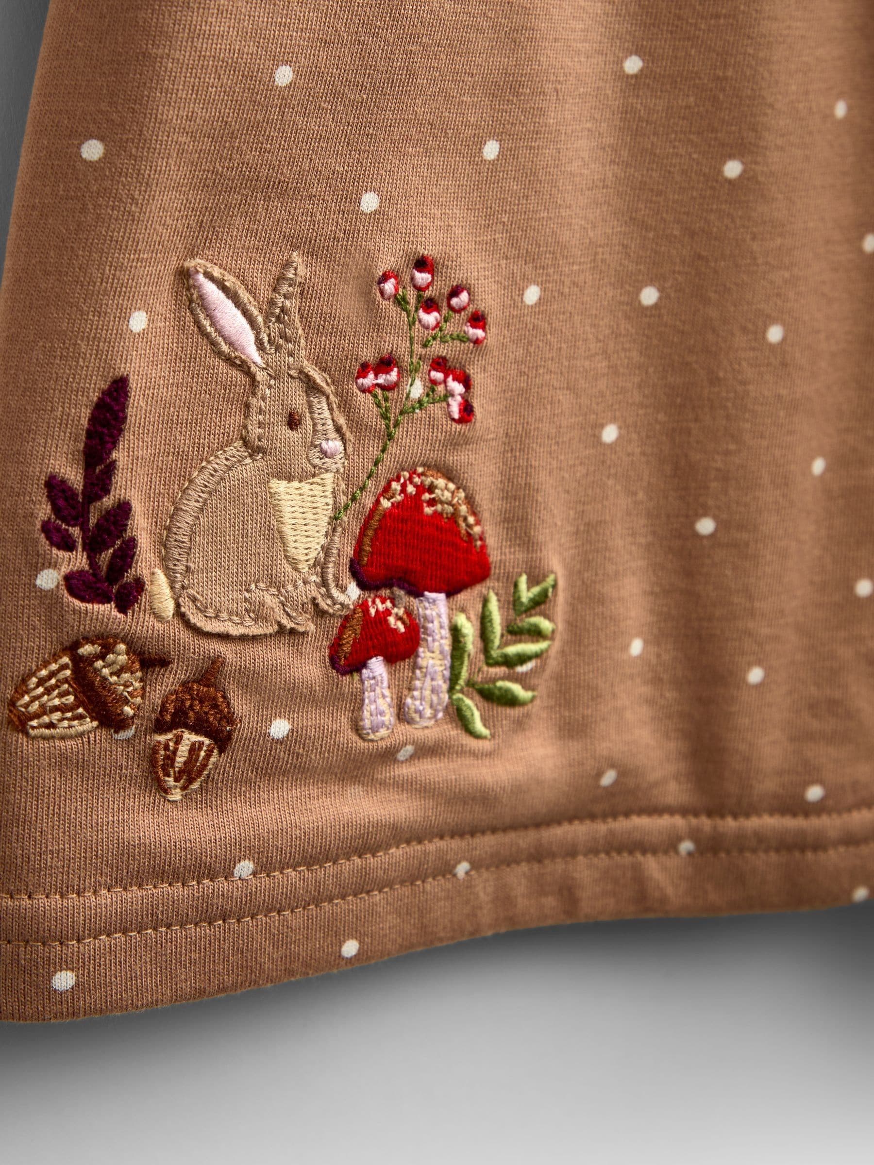 Dsiney Kidz - JoJo Maman Bébé Mid Brown Woodland Spot Appliqué Dress image 3