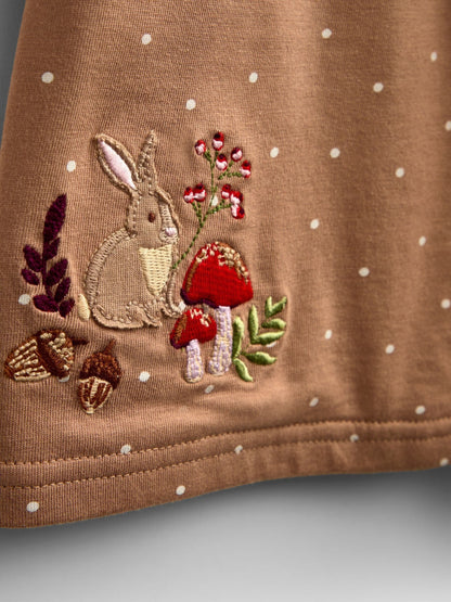 Dsiney Kidz - JoJo Maman Bébé Mid Brown Woodland Spot Appliqué Dress image 3